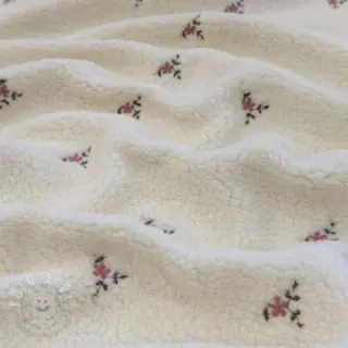 Kabátovina TEDDY EMBROIDERY Flowers ecru