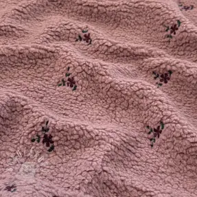 Kabátovina TEDDY EMBROIDERY Flowers mauve