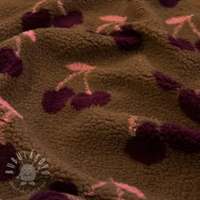 Kabátovina TEDDY JACQUARD Cherries brown