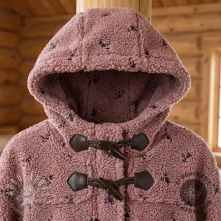 Kabátovina TEDDY EMBROIDERY Flowers mauve