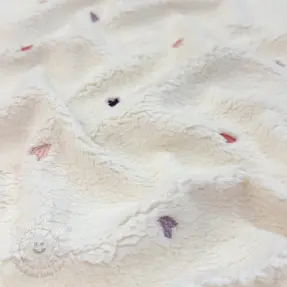 Kabátovina TEDDY EMBROIDERY Hearts ecru