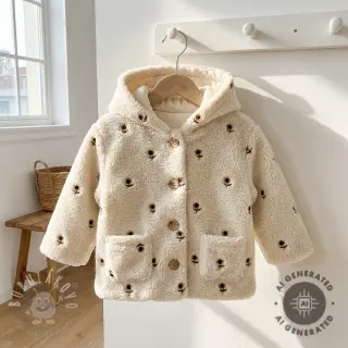 Kabátovina TEDDY JACQUARD EMBROIDERY Sunflower