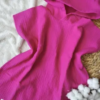Dvojitá gázovina/mušelín fuchsia