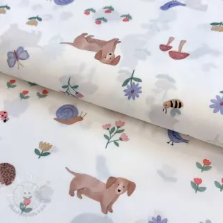 Bavlnená látka Animals in the garden design B digital print