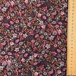 Bavlnená látka Autumn flowers burgundy digital print
