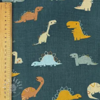 Dvojitá gázovina/mušelín Dinosaurus green
