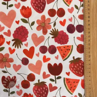 Úplet Juicy fruits white digital print
