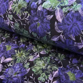 Prešívaná látka VELVET Flowers navy digital print