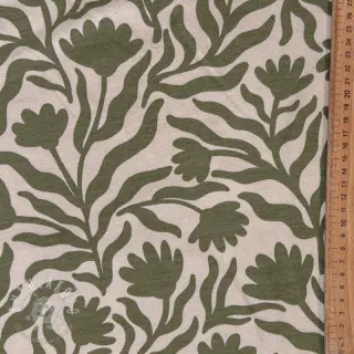 Teplákovina počesaná Flowers army green SIMPLY NATURAL
