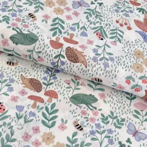 Bavlnená látka Animals in the garden design A digital print