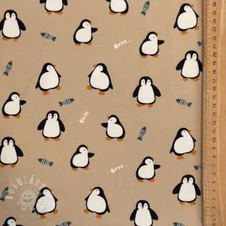 Úplet Penguins beige digital print