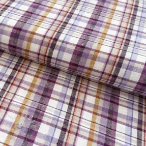 Viskóza s ľanom YARN DYED Checks Old fashion cyclaam