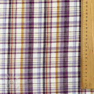 Viskóza s ľanom YARN DYED Checks Old fashion cyclaam