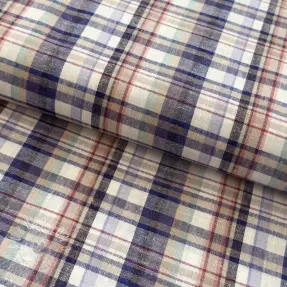 Viskóza s ľanom YARN DYED Checks Old fashion blue
