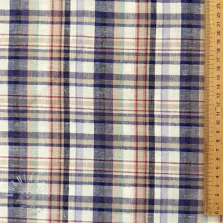 Viskóza s ľanom YARN DYED Checks Old fashion blue