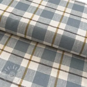 Viskóza s ľanom YARN DYED Checks Marion old blue