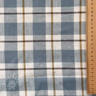 Viskóza s ľanom YARN DYED Checks Marion old blue