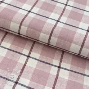 Viskóza s ľanom YARN DYED Checks Marion old rose