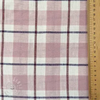 Viskóza s ľanom YARN DYED Checks Marion old rose