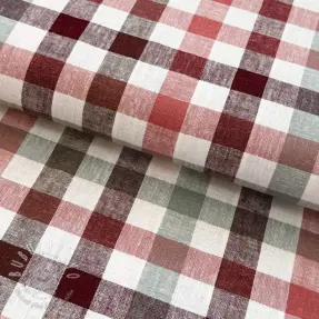 Viskóza s ľanom YARN DYED Checks burgundy