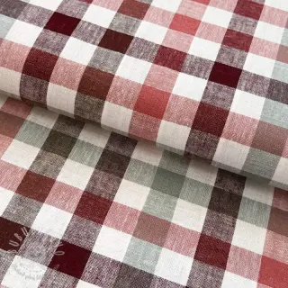 Viskóza s ľanom YARN DYED Checks burgundy