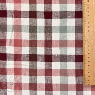 Viskóza s ľanom YARN DYED Checks burgundy