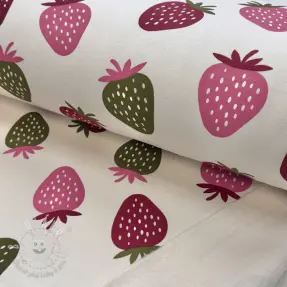 Teplákovina počesaná JOGGING Strawberries ecru