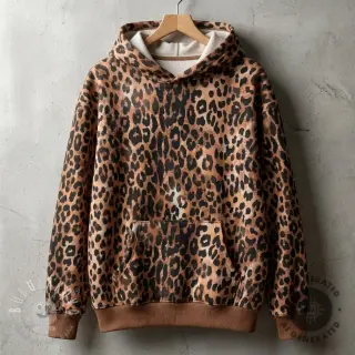 Teplákovina počesaná Animal skin brown digital print