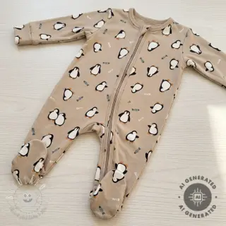 Úplet Penguins beige digital print
