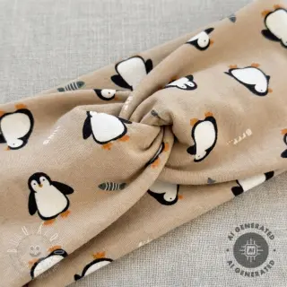 Úplet Penguins beige digital print