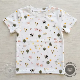 Úplet Farm animals white digital print ORGANIC