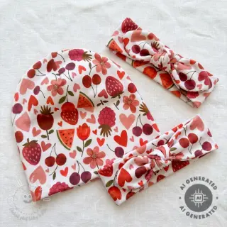 Úplet Juicy fruits white digital print