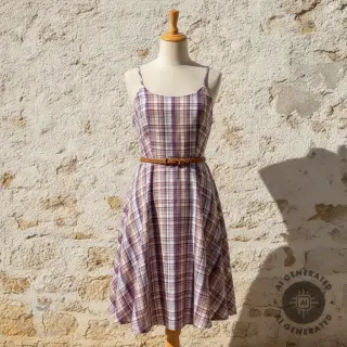 Viskóza s ľanom YARN DYED Checks Old fashion cyclaam