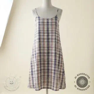 Viskóza s ľanom YARN DYED Checks Old fashion blue