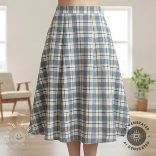 Viskóza s ľanom YARN DYED Checks Marion old blue