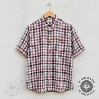 Viskóza s ľanom YARN DYED Checks burgundy