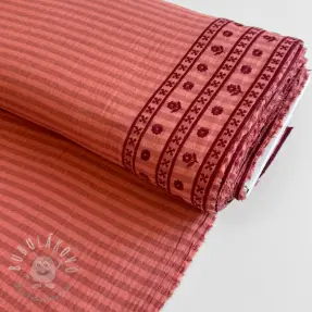 Dvojitá gázovina/mušelín EMBROIDERY 1 SIDE BORDER peach