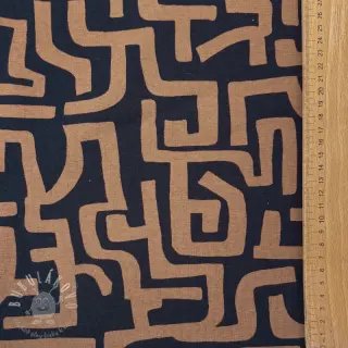Teplákovina počesaná JOGGING Abstract brown navy