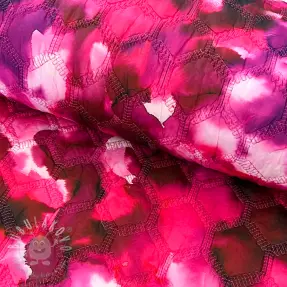 Prešívaná látka Aquarel nature gradini pink
