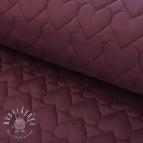 Prešívaná látka WATERPROOF Hearts bordeaux