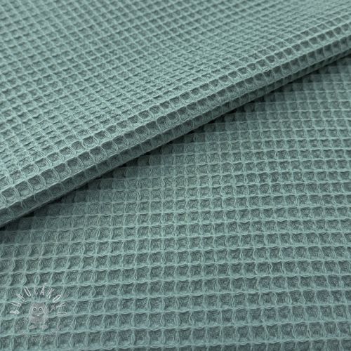 Bavlna s vaflovou väzbou cyan