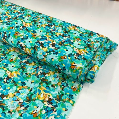 Viskóza RAYON POPLIN Oil painted flowers design B digital print