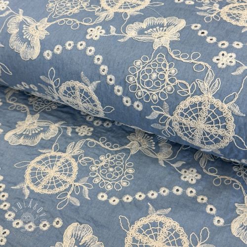 Bavlnená látka JEANS Embroidery Buttercup