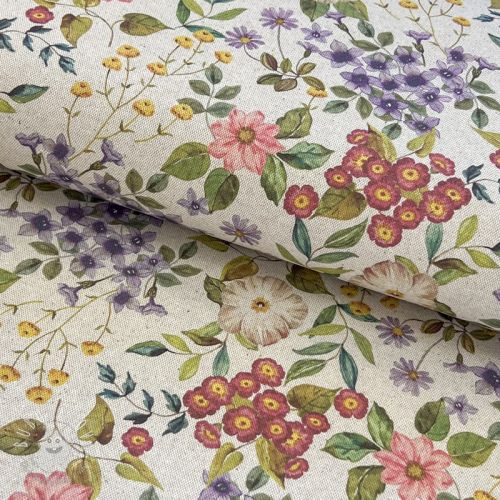 Dekoračná látka Linenlook Flowers meadow digital print