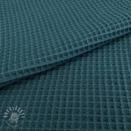 Bavlna s vaflovou väzbou petrol