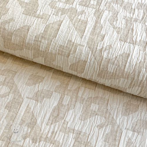 Bavlnená látka s ľanom JACQUARD Abstarct natural