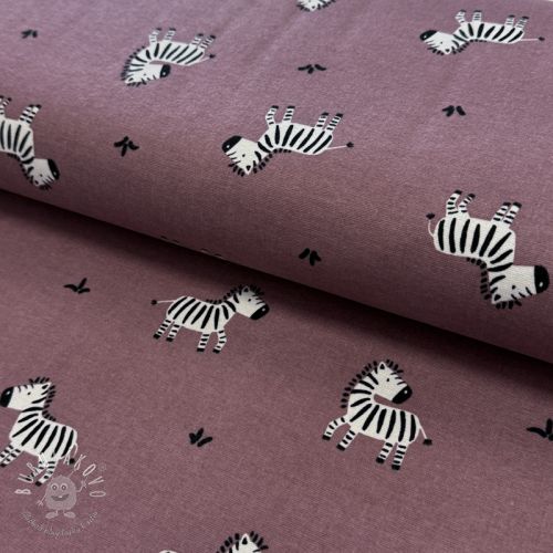 Bavlnená látka FLANNEL Zebras mauve