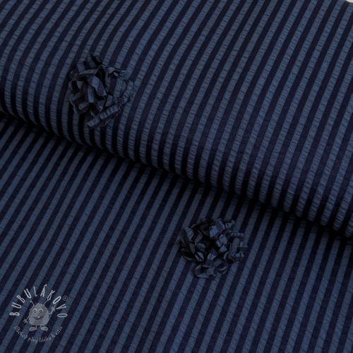 Viskóza YARN DYED Stripes and flowers navy