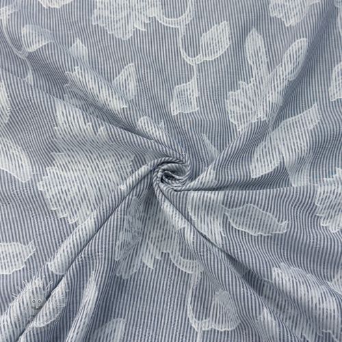 Bavlnená látka YARN DYED Stripes JACQUARD Flowers navy