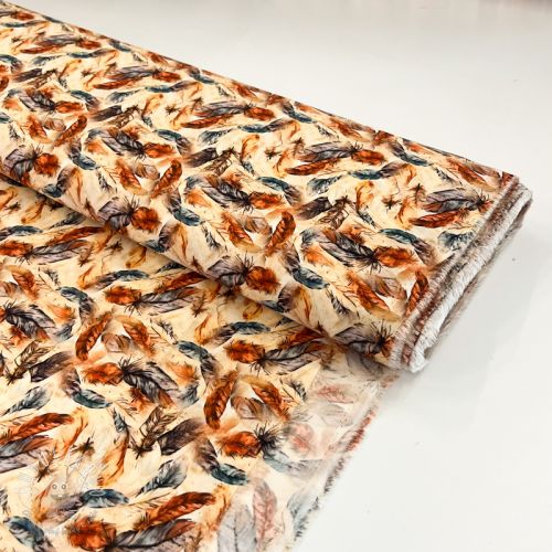 Viskóza RAYON POPLIN Feathers design C digital print